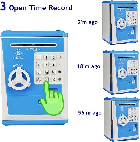 Miniatura 4 de Banco seguro para niños con contraseña de huellas dactilares y cajero automático para hablar con dinero real, juguete de regalo para niños y niñas