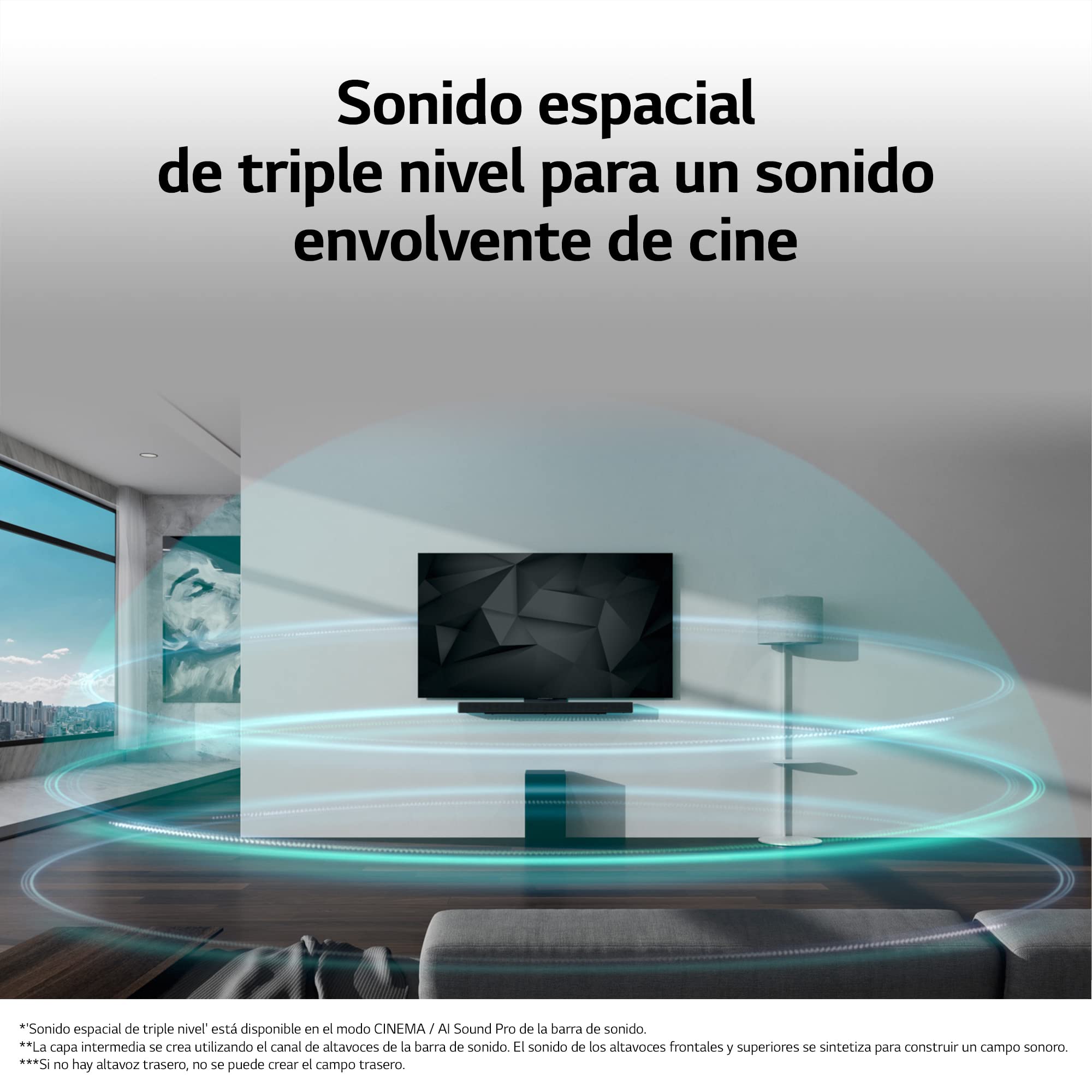 LG SC9S - Barra de Sonido Bluetooth 5.0, 3.1.3 Canales, 400 W, Subwoofer Inalámbrico, Dolby Atmos, DTS:X, IMAX Enhanced, Hi-Res Audio 24bit/96kHz, Color Gris Oscuro