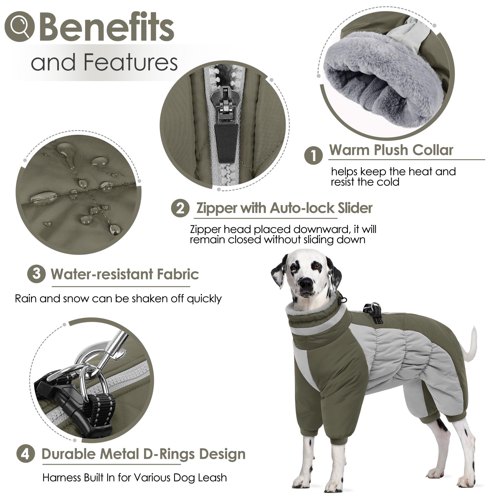 AOFITEE Winteroverall für Hunde - Wasserdichter Hundemantel für Mittelgroße Hunde mit Beinen, Winter Warmer Hundejacke mit Geschirr Gefütterter Hundeoverall, Wintermantel Hund für Boston Terrier, M