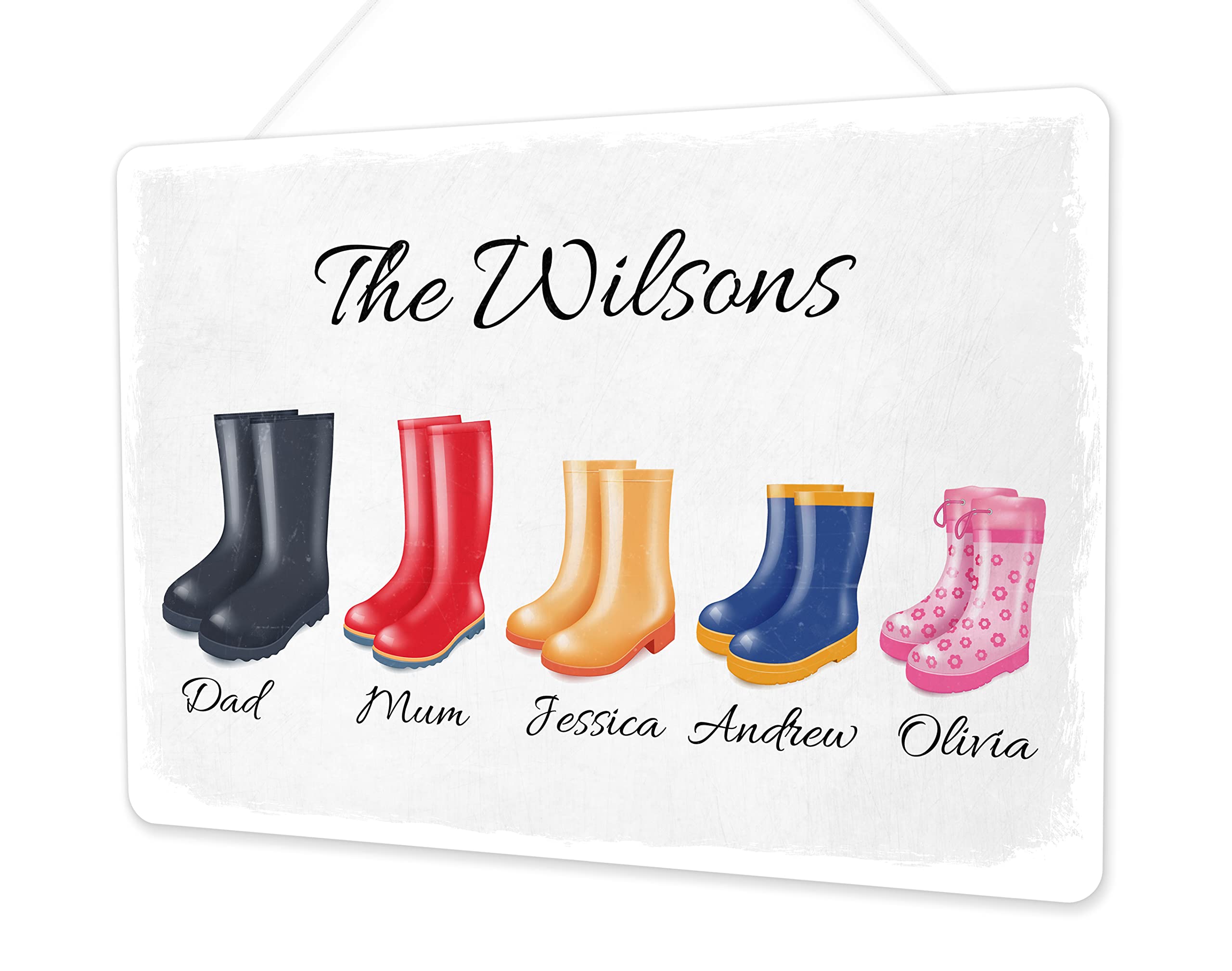 Beenanas Welly Boot Family Print Personalised Wellies Plaque Sign Any Names Customised Surname
