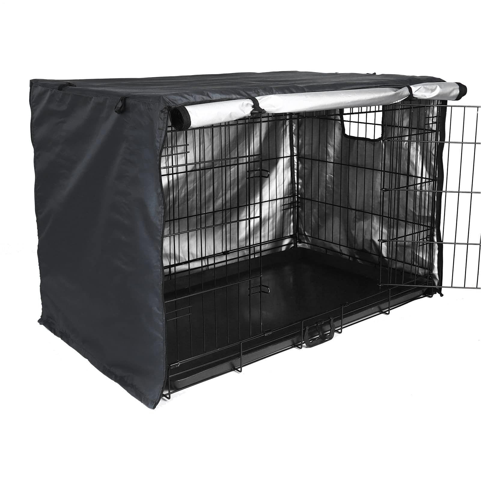 Générique Housse Cage Chien Double Porte - 107x72x77cm Pare- Chenil Animal, Résistante Anti- | Protecteur Chenil Tissu Robustes Coupe-Vent pour Races Chiens Moyennes | Housse Cage Tissu