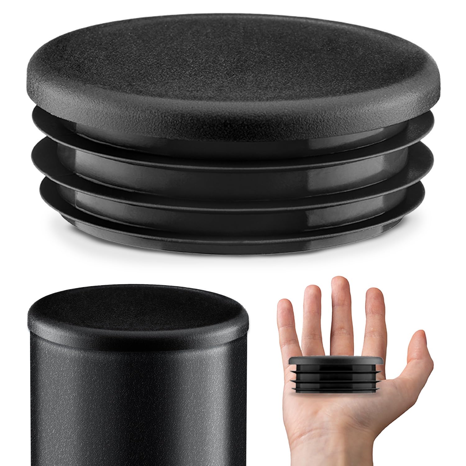 Emfa Black Lamellar Plugs End Caps For Round Pipe 114 Mm 5 Pcs. Ral 9005 Plastic End Caps 11,4 Cm ®