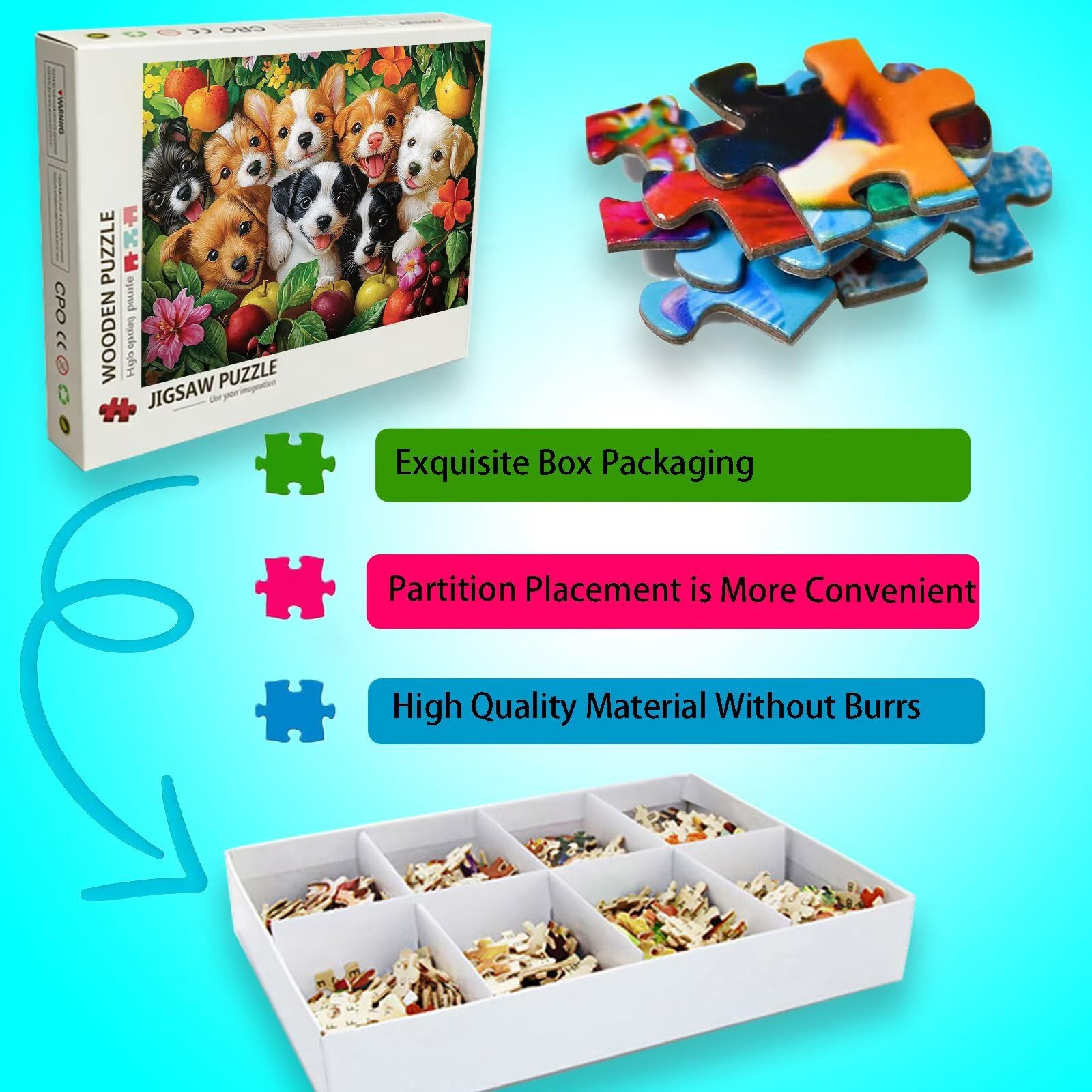 Puzzle 2000 Teile Tier, Holzpuzzle Erwachsene, Klassisches Lernspiel Puzzle Hund, Groß Impossible Jigsaw Puzzles, Wunderschönes Deko Puzzes und Geschenke, Bastelset Erwachsene 99.5 X 70.5cm 8p-111