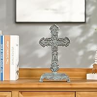 Vista 3 de Cruz de pie de hierro de 12 pulgadas de alto para mesa, cruz de mesa con soporte para decoración del hogar, regalos de cruz decorativa religiosa