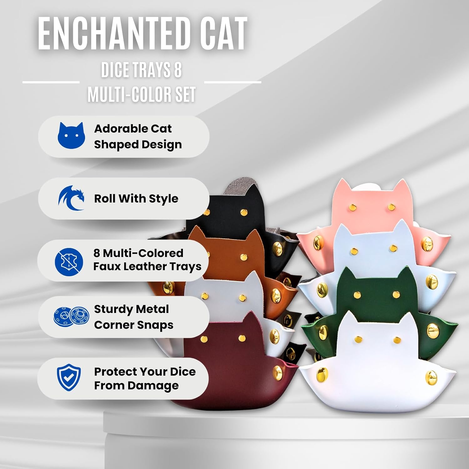 Sage’s Portal Enchanted Cat Dice Tray, Portable Snap Assembly, DND Dice Tray for Dungeons and Dragons RPG Tabletop TTRPG (Multicolor Set)