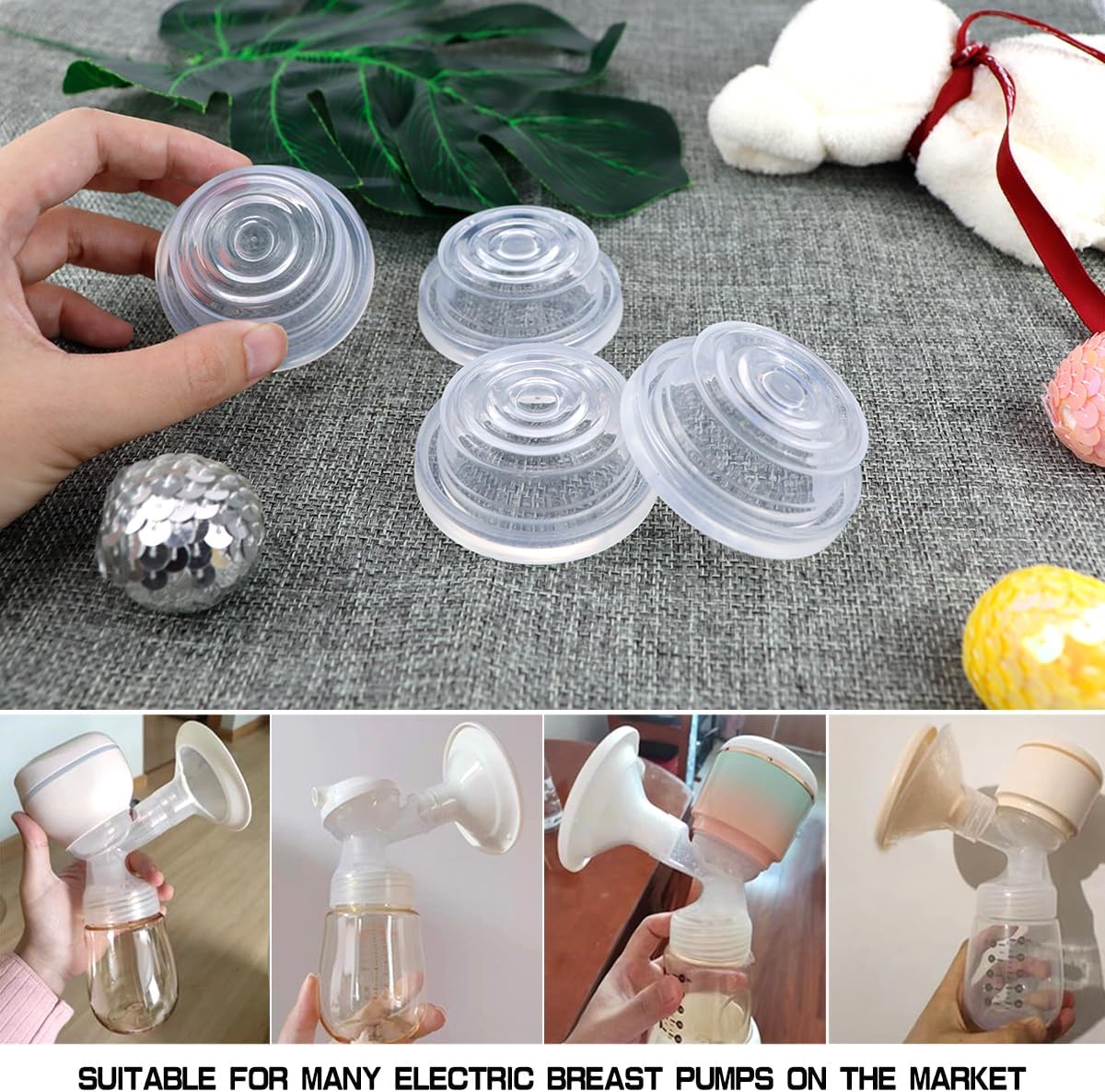 4Pcs 40MM Breast Pump Diaphragms Replacement Wearable Breast Pump Silicone Diaphragm Electric Breast Pump Cover Accessories,Clear