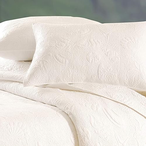Miniatura 2 de C&F Home White Shell Twin Matelassé - Colcha reversible de 100% algodón, lavable a máquina, tamaño individual, color blanco