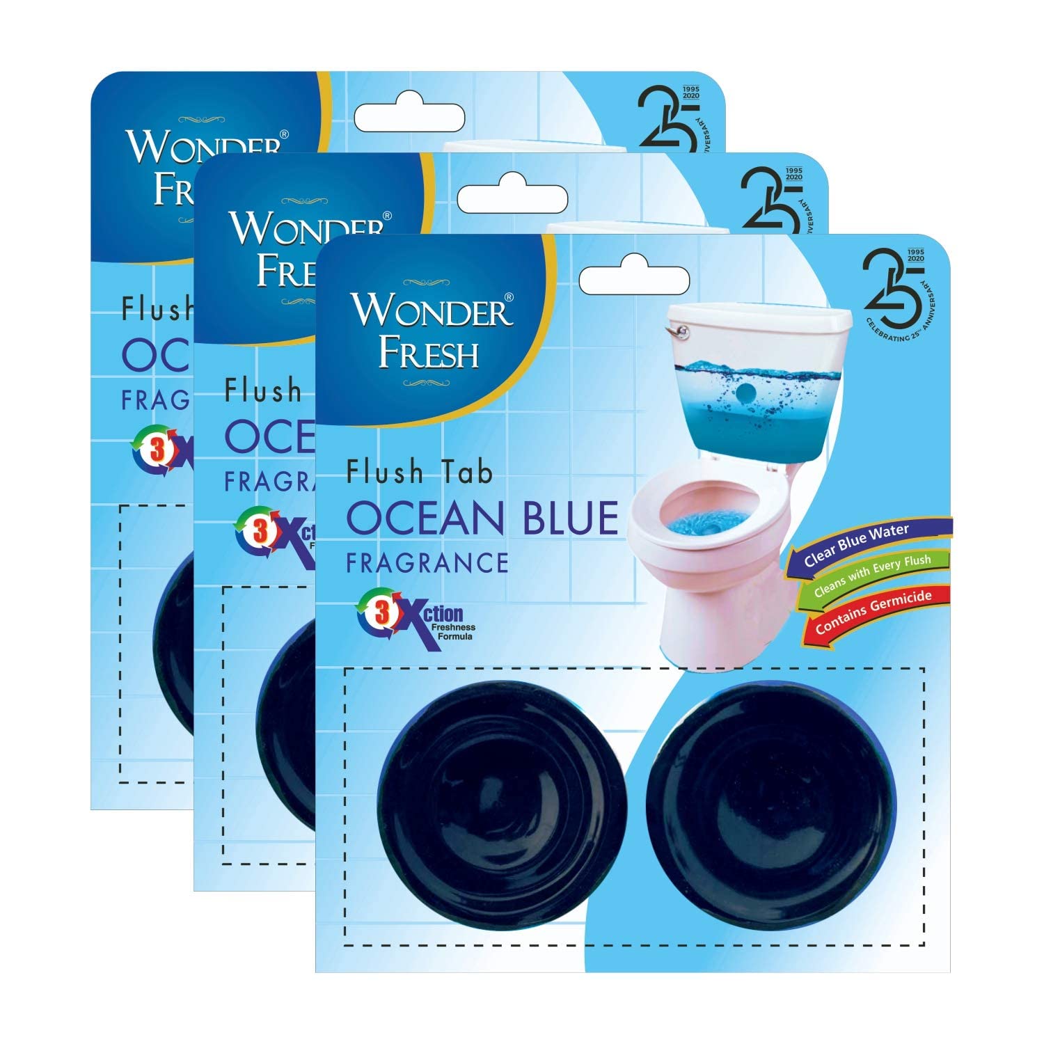 Wonder Fresh Flush Cleaner Tablet Pack of 3, 2 Tablet Each In-Cistern Toilet