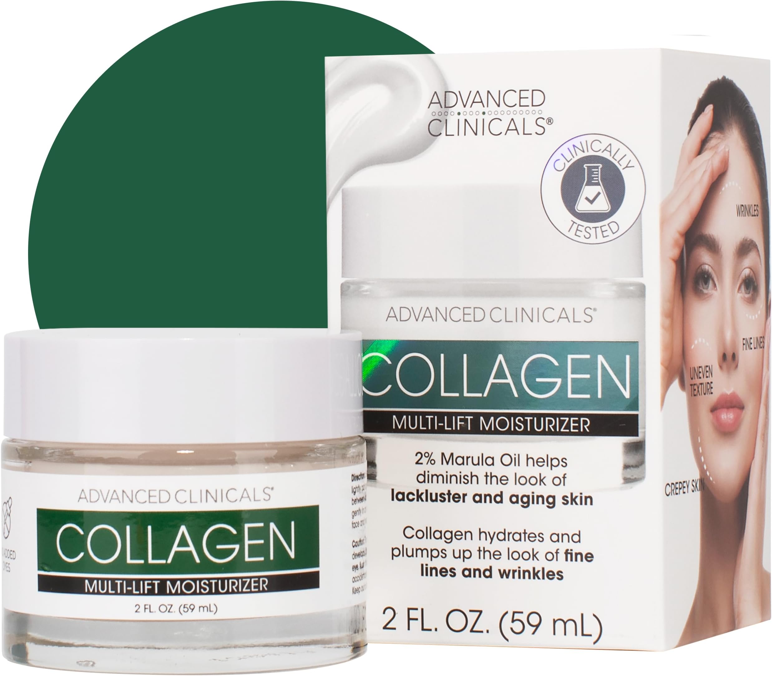 Advanced Clinicals Collagen Cream Gel-Like Facial Lotion | Collagen Peptide + Hyaluronic Acid Moisturizer For Face Helps Hydrate Dry Skin & Improve Appearance Of Wrinkles & Fine Lines, 2 Fl Oz
