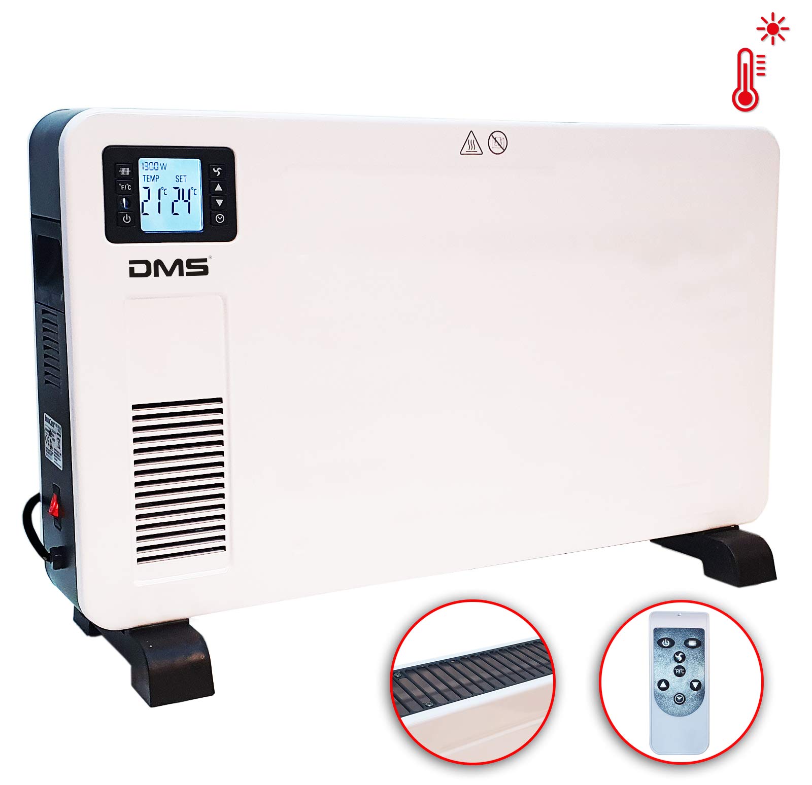 DMS Heater Convector Heating Heating Body, Convection Heater, Three Heat  Levels, Electric Heater with Remote Control, LCD Display, Room Thermostat  2300 Watts EHK-2300 : Amazon.se: Home u0026 Kitchen