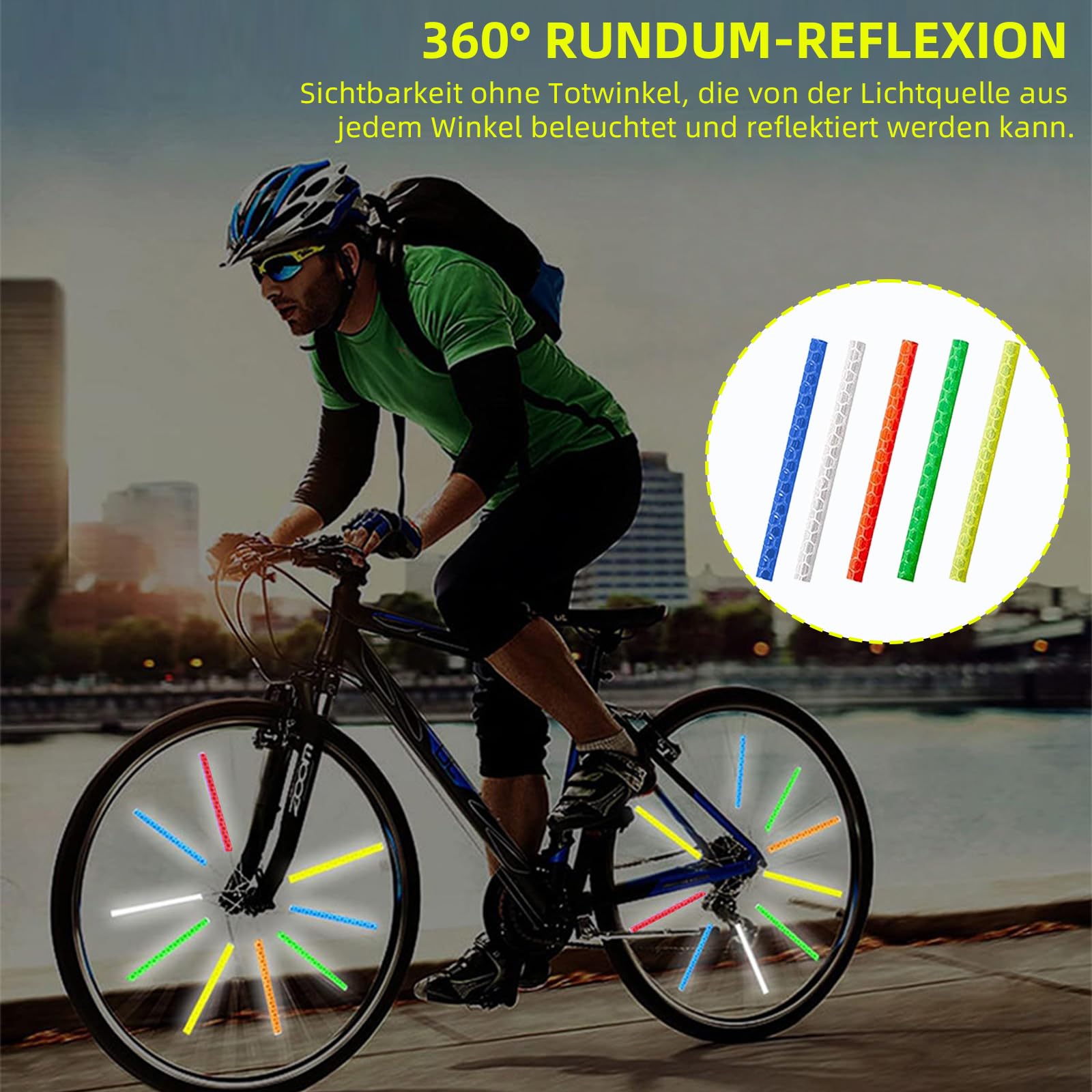 Lot de 72 réflecteurs pour vélo à 360° – Ensemble résistant à l’eau, montage simple