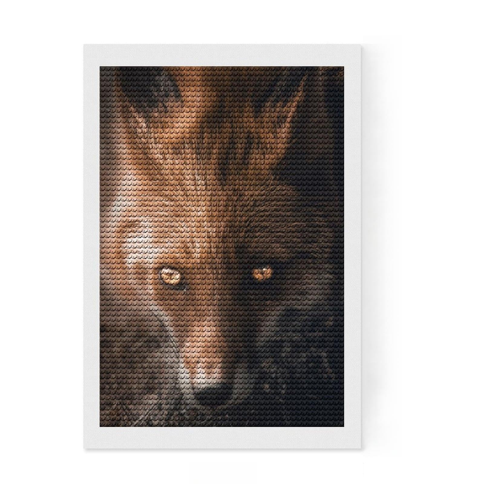 Junmoney The Fox Eyes Diamond Painting Set 8"x12", for Family Craft Time, Fun Craft Experience, Modern Decor, Christmas Gift