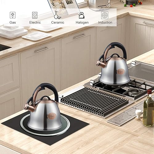 Miniatura 7 de Tetera - Teteras de 2.2 Cuartos para Estufa Tetera Silbante de Acero Inoxidable Teteras para Estufa Tetera Silbante