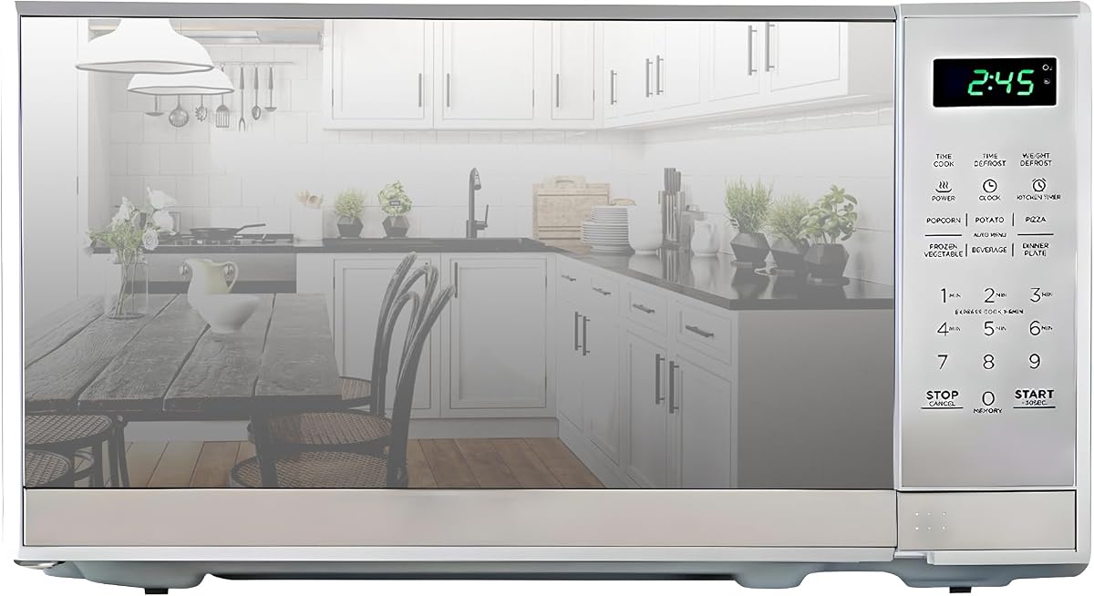 Total Chef Horno microondas de 0,7 pies cúbicos - Pequeño electrodoméstico de cocina para encimera, microondas de acero inoxidable con toque digital, funciones preestablecidas, plato giratorio de 10", 700 vatios