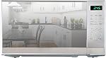 Total Chef Compact Countertop Microwave Oven, 700W, 0.7 Cubic Feet Capacity, Digital Touchscreen Controls, One-Touch Push-Button Opening, 6 Pre-Set Cooking Modes, Silver Stainless Steel