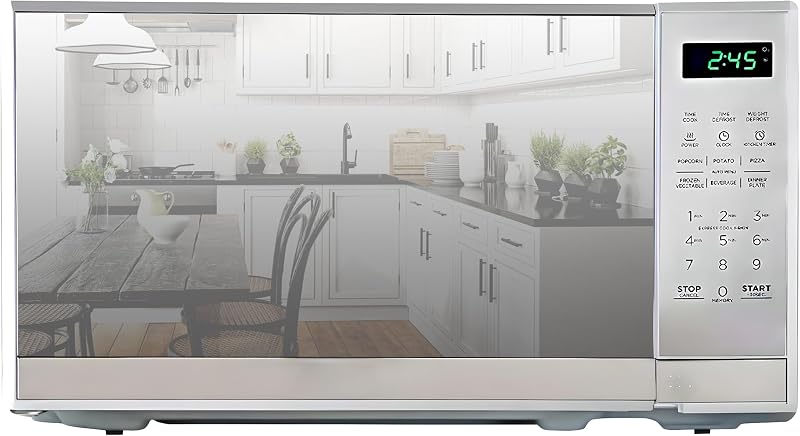 Total Chef Horno microondas de 0,7 pies cúbicos - Pequeño electrodoméstico de cocina para encimera, microondas de acero inoxidable con toque digital, funciones preestablecidas, plato giratorio de 10", 700 vatios