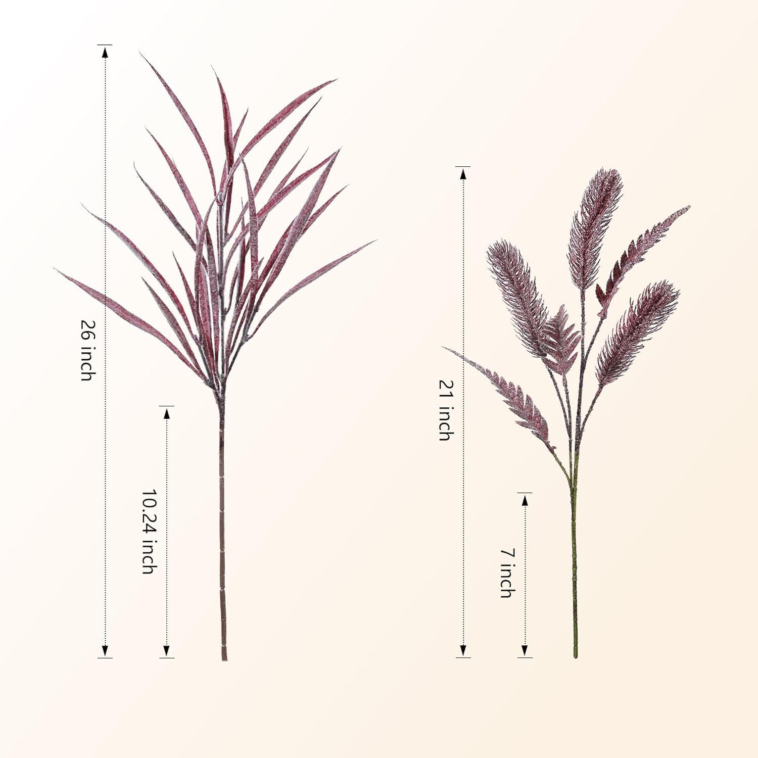7 PCS Artificial Stems Fake Plants for Spring Summer Decor, 26 in Fake Leaves Greenery Branches Purple Silk Flowers Faux Foliage DIY Stems for Vase Home Kitchen Farmhouse Indoor Table Centerpiece