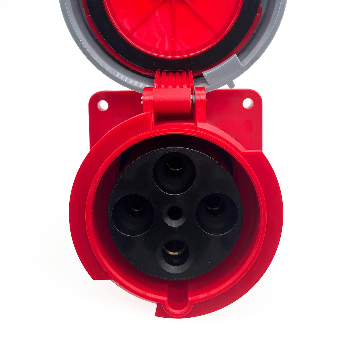 1Set 63A 4Pin Male+Famale Flush-Mounted Receptacle Connector(Compatible with 60amp),Industrial Waterproof Concealed Socket,IP67 Aviation 3phase Plug&Socket,IEC60309 3P+E 6H