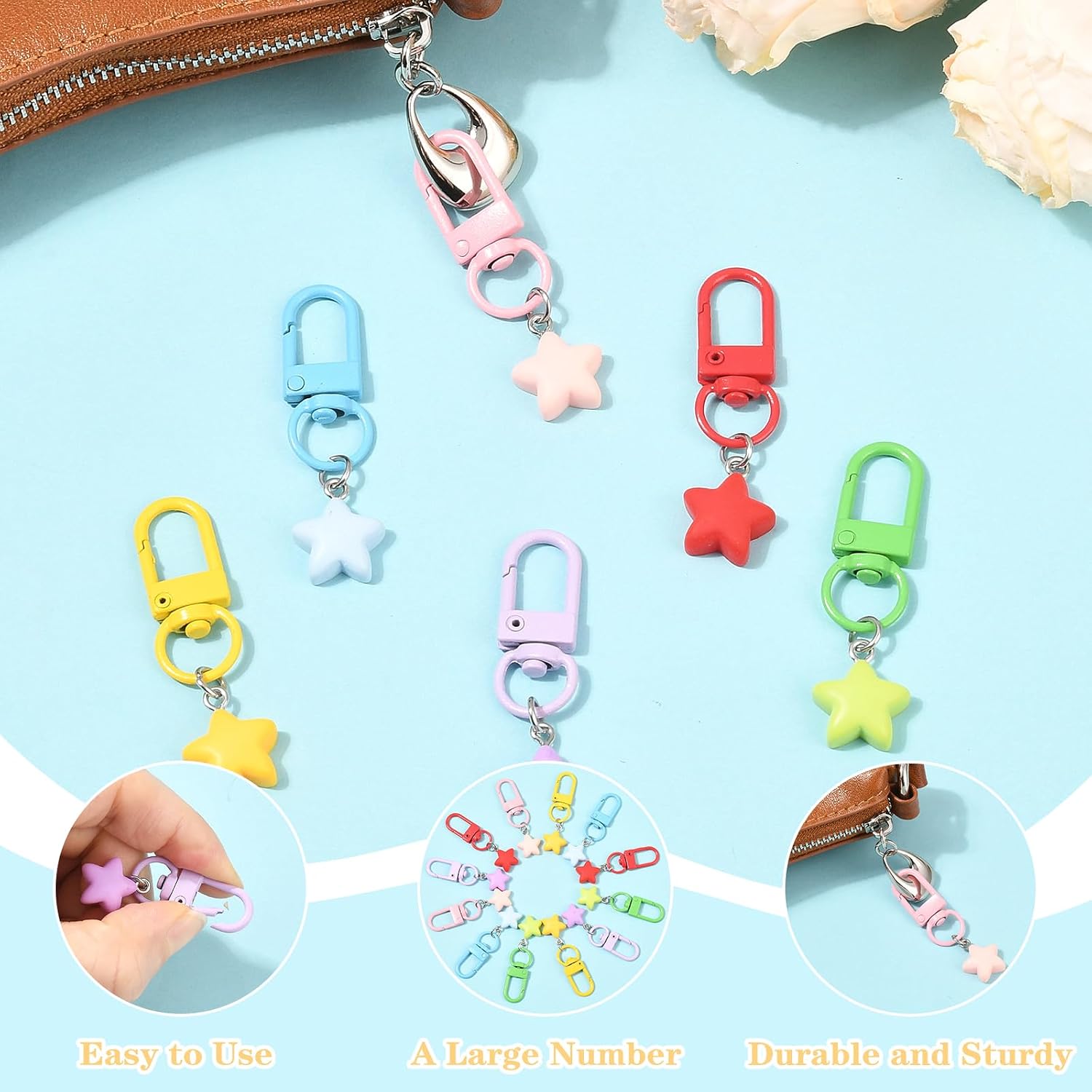 Zipper Pull Clip on Star Charms for for Jewelry Making, 12Pcs image 3