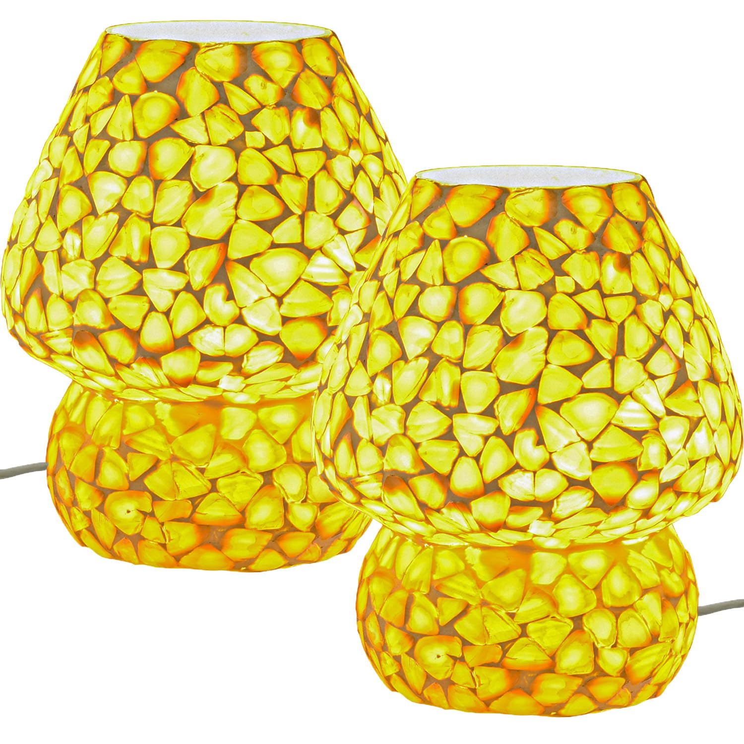 Marrakesch Juego de 2 lámparas de mesa decorativas de estilo boho con mosaico de conchas Aubina -2-
