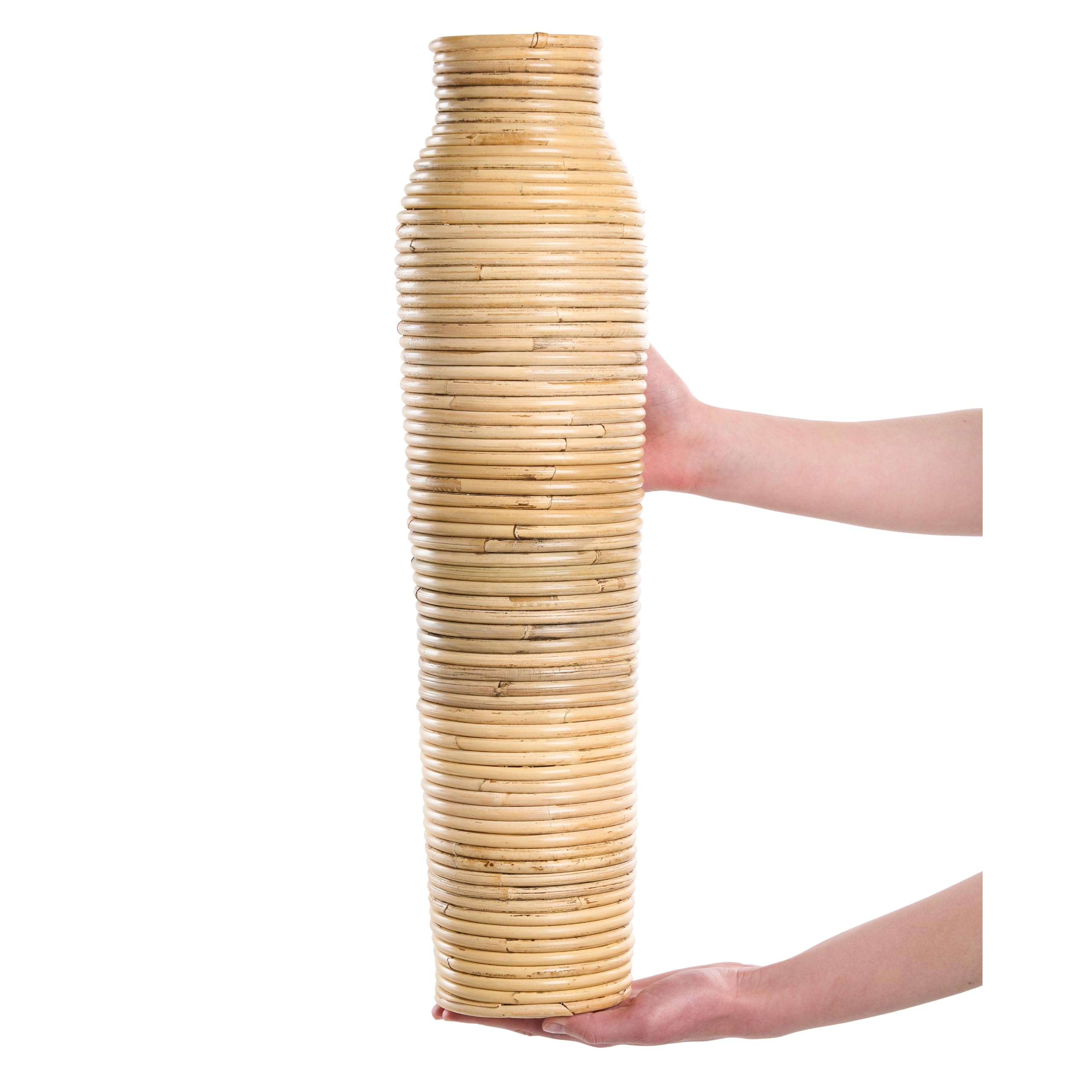 Dekoracyjny wazon na zewnątrz i do wewnątrz z rattanu w stylu boho 55 cm rattan naturalny Premana
