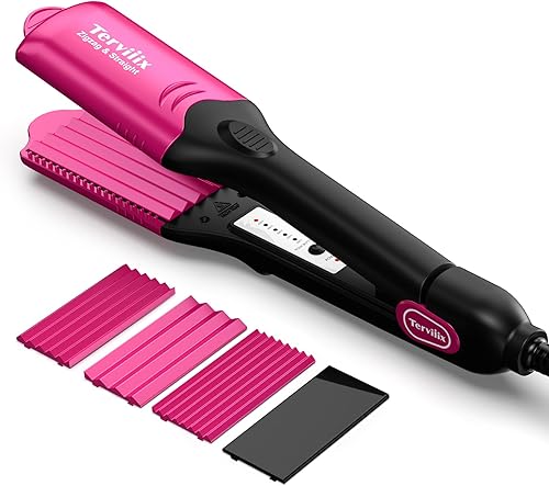 Miniatura 7 de Terviiix Plancha de pelo con 4 placas intercambiables, con infusión de queratina y aceite de argán para mujeres, plancha engarzadora voluminizadora