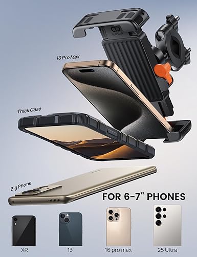 Miniatura 5 de Lamicall Soporte de teléfono para motocicleta - 1s bloqueo rápido Clip de soporte para teléfono celular de bicicleta, abrazadera para manillar de