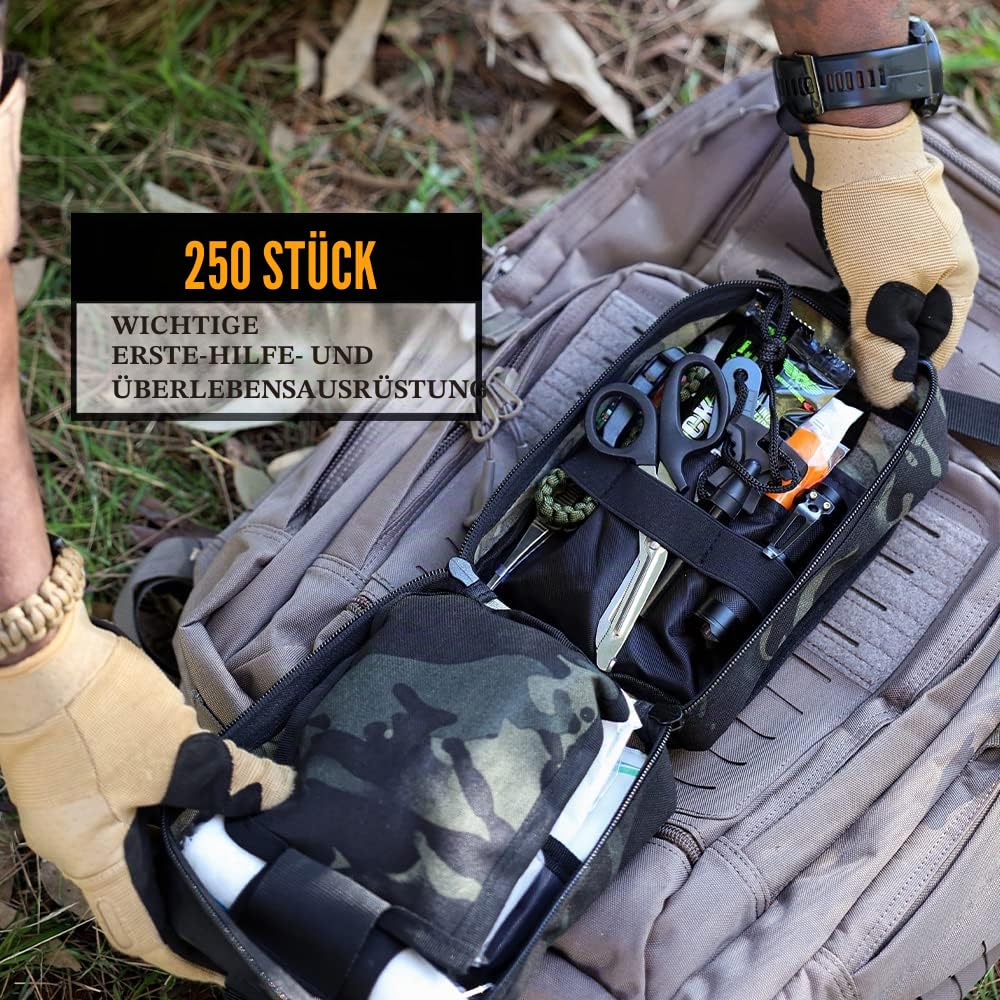 EVERLIT Emergency Survival Trauma Kit with Tourniquet 36" Splint, Military Combat Tactical IFAK for First Aid Response, Critical Wounds, Gun Shots, Blow Out, Severe Bleeding Control and More