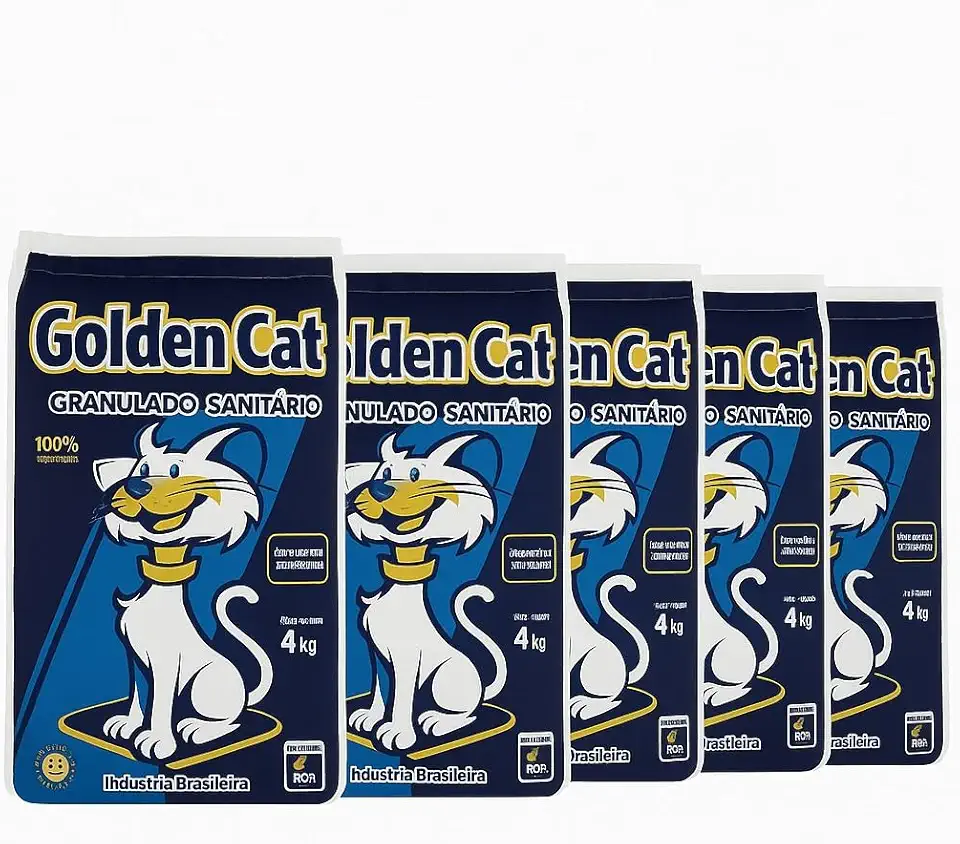 Kit 5 Areia Sanitária Higienica para Gatos Granulado Higienico Sanitario Anti Odor Golden Cat Fardo de 20KG