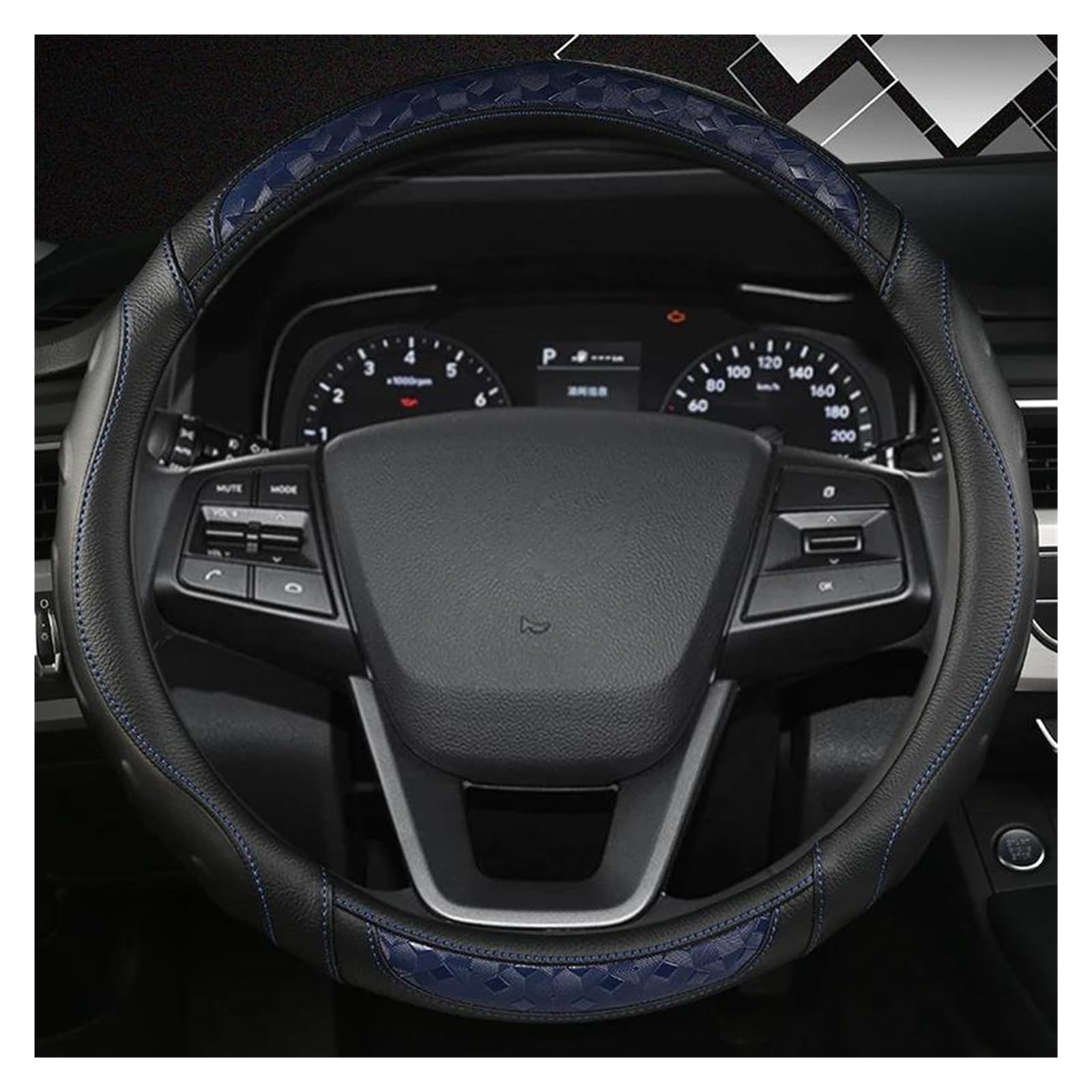 Pokrowiec na kierownicę samochodu, 38 cm, w kształcie litery O, do Hyundai, Elantra, Santa Fe, Kona I40, Palisade, czerwony, kształt D, niebieski kształt litery O