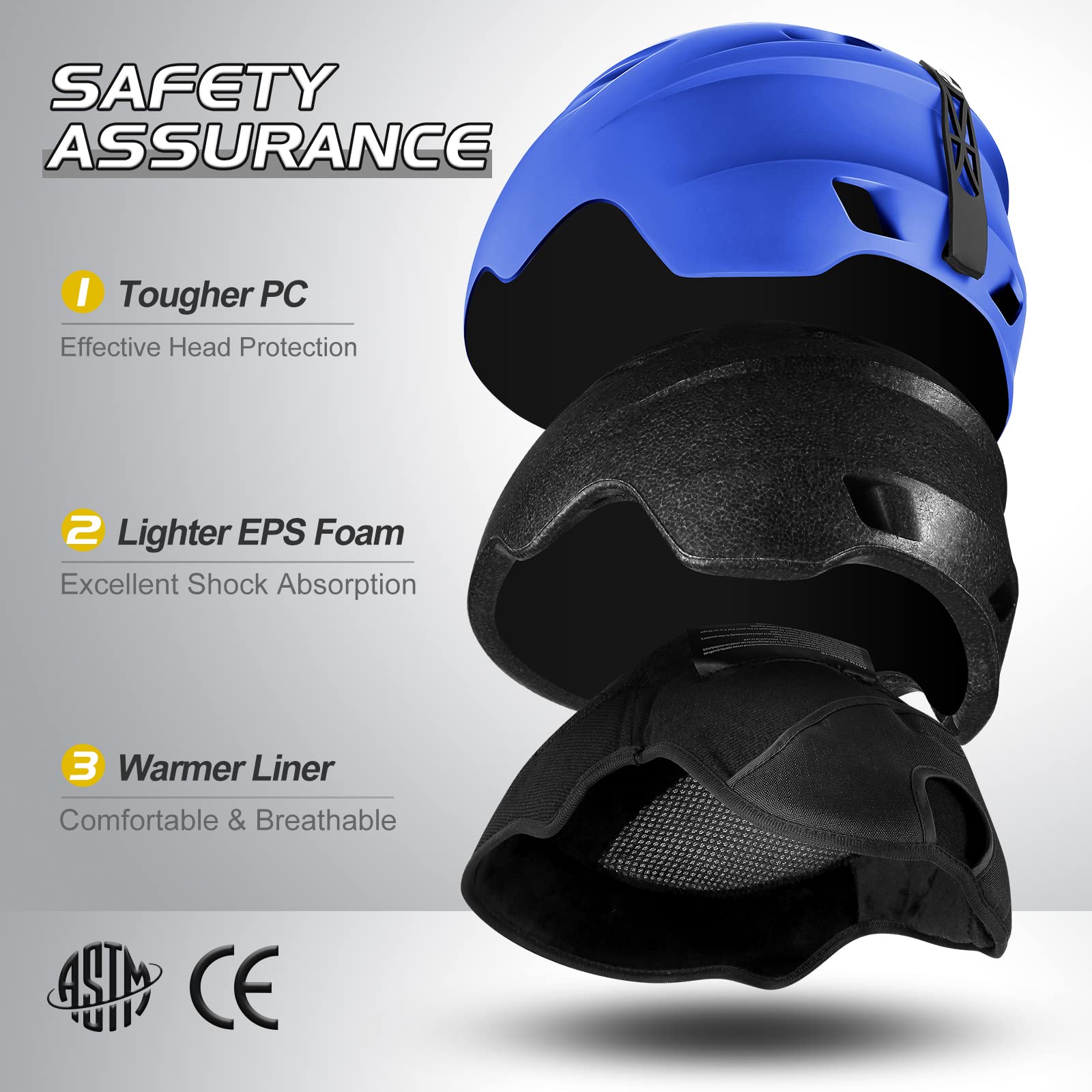 Odoland Kit di Casco Sci con Maschera Sci, Casco Snowboard per Uomo Donna Adolescenti, Casco Ski Regolabile e Occhiali Sci UV400 Proteczione, per Sport Invernali All'aperto