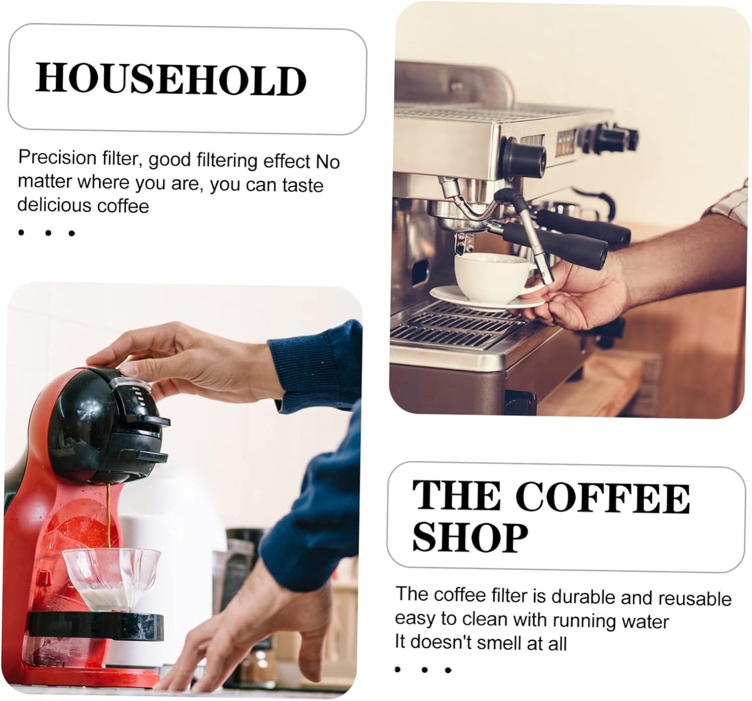 Housoutil 4pcs Stainless Steel Reusable Coffee Dripper Cone Filter for Cups and Practical Coffee Making Filter Fine Filtration for Home Brewing