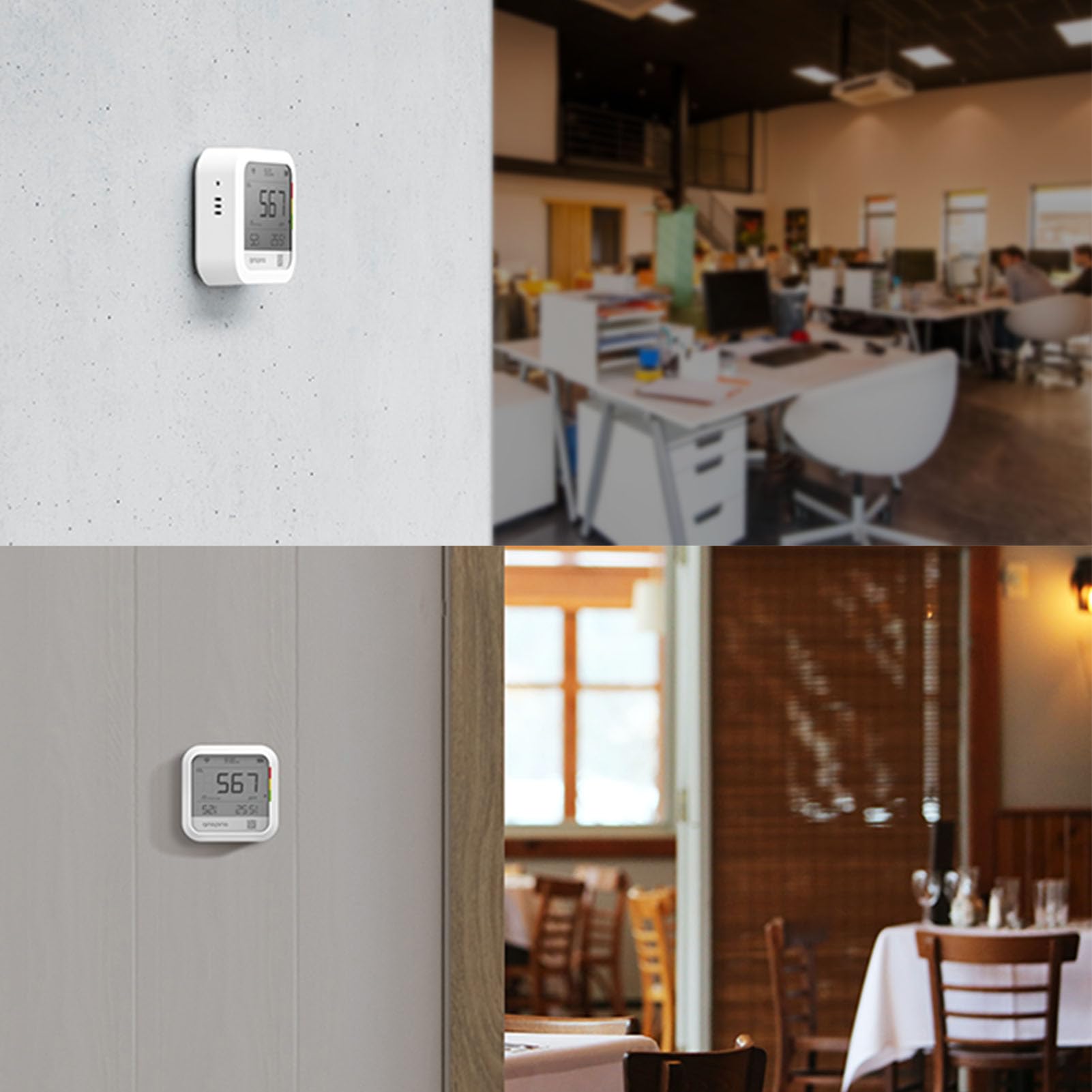 Detector de CO2 para Interiores Monitor de Temperatura y Humedad Notificaciones Inmediatas Inalámbricas para Centros Comerciales Supermercados