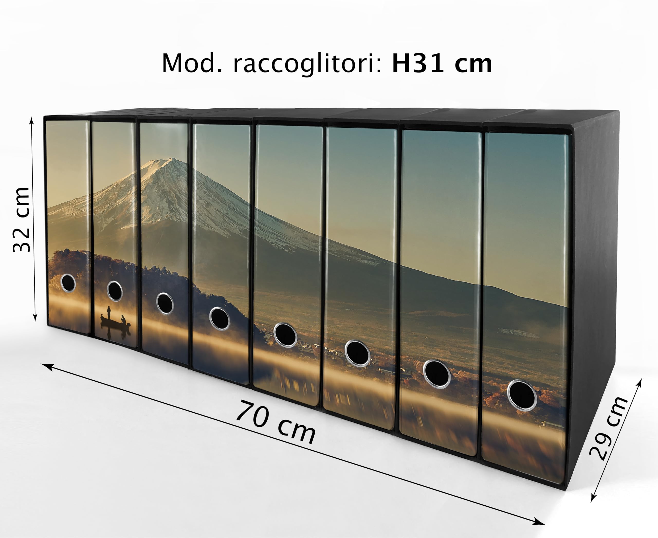 Set da 8 raccoglitori ad anelli MONTE FUJI - Faldoni SHAREPRINTING (H31 con 2 anelli)