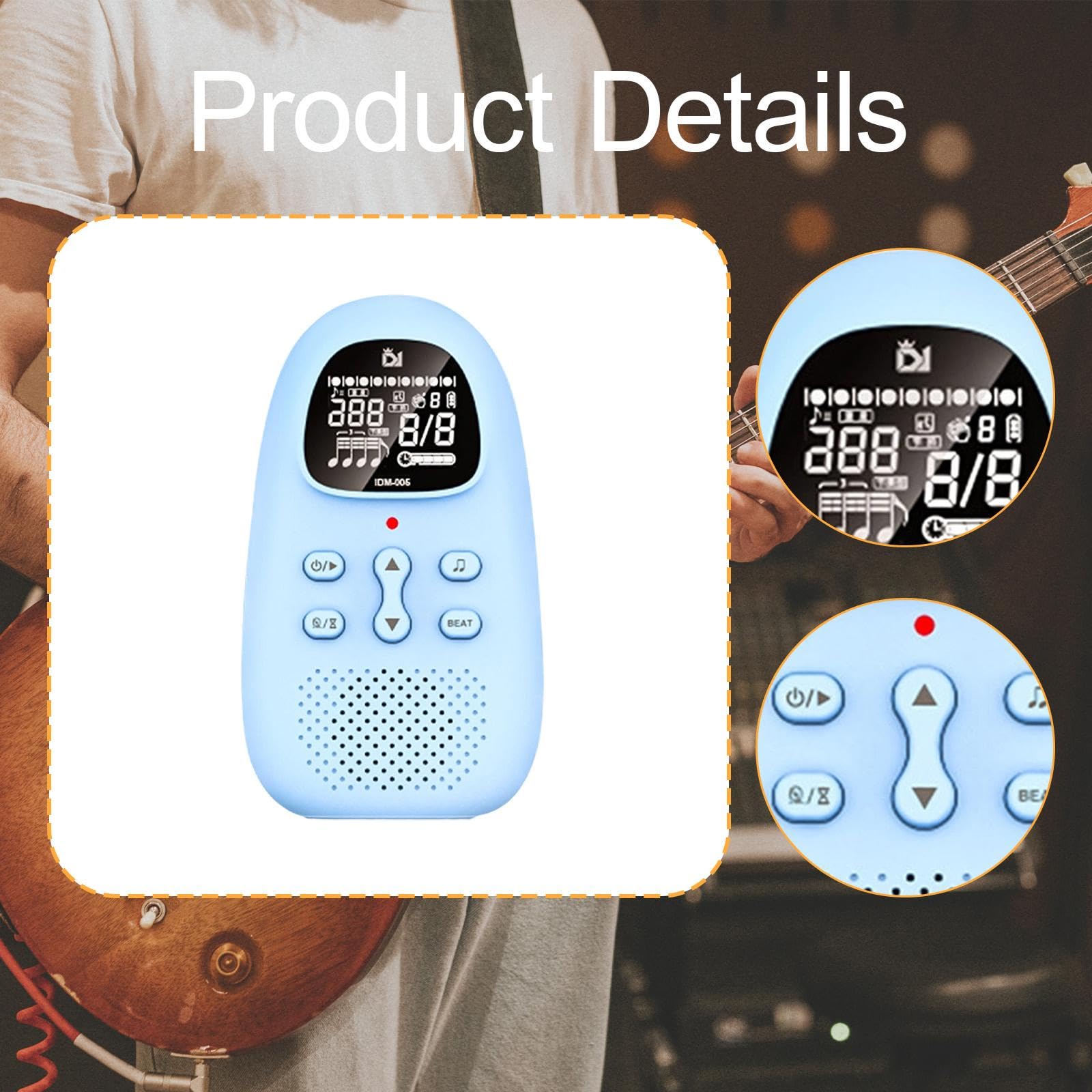 Métronome électronique Mini Métronome Numérique Générateur de Rythme Portable Multifonctionnel avec Guidage Vocal et Réglage Piano Guitare, Bleu