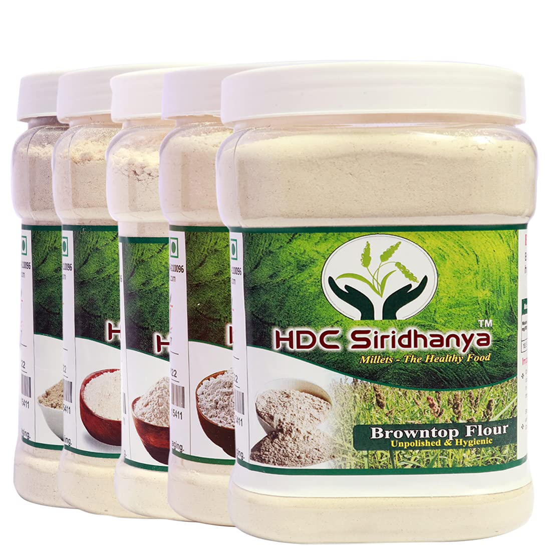 Buy Siridhanya Unpolised and millets Flour Combo Pack of 5, [Kodo, Foxtail, Browntop Barnyard