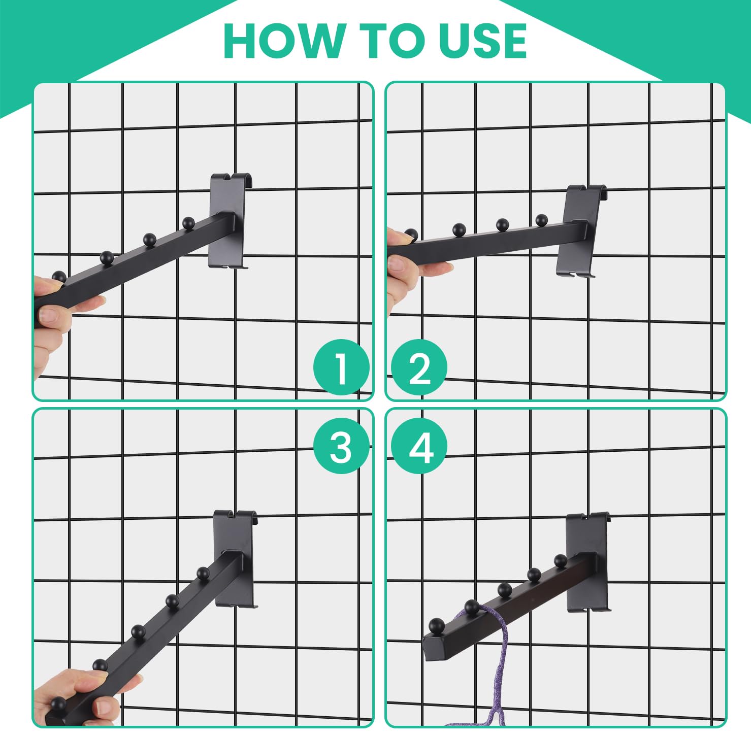 Grid Wall Panels 6-Pack Gridwall Waterfall Hangers - 16.5" Faceout Display Hooks With 5 Arms For Retail Grid Wall Hook - View #2