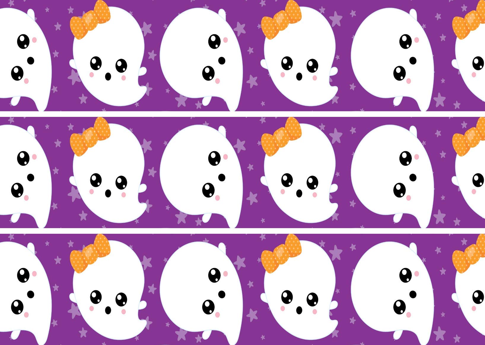 Happy Halloween Ghost Band Ribbon Side Stripes Edible Icing or Wafer 3 Strips Approx 2.5 inch x 10 inch (Icing)