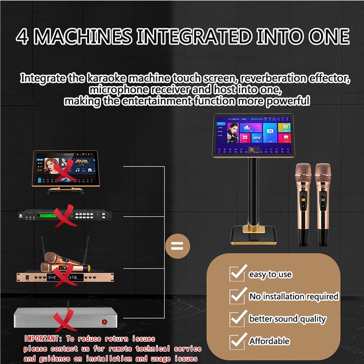 Macchina per karaoke con microfono wireless, touch screen da 21,5", download cloud, app YouTube, riproduzione di film e TV, spazio di archiviazione da 6 TB