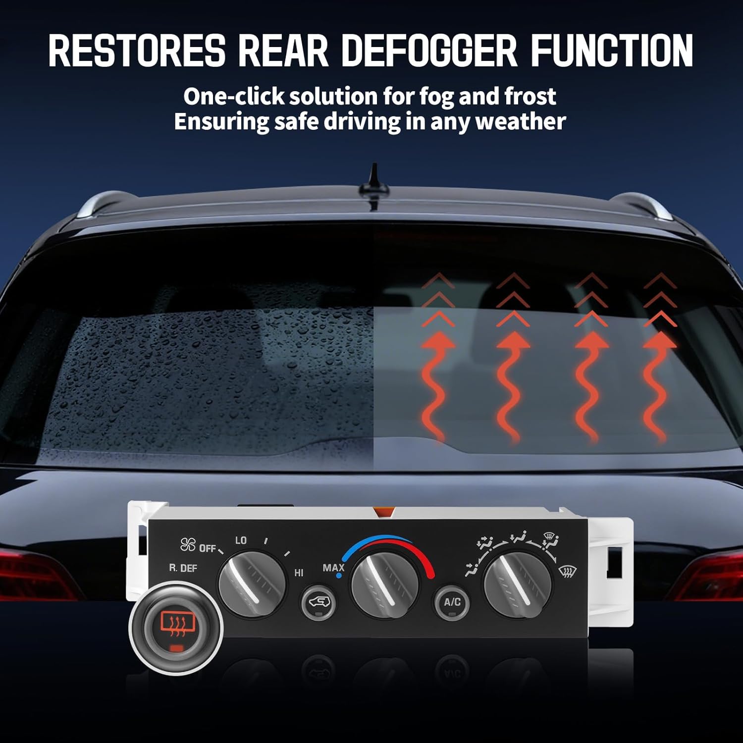 A/C Heater Control Panel with Rear Window Defogger for 1996-2000 Chevy GMC C1500 C2500 C3500 K1500 K2500 K3500 Tahoe Yukon, Cadillac Escalade, Climate Control Module Replace 599-006