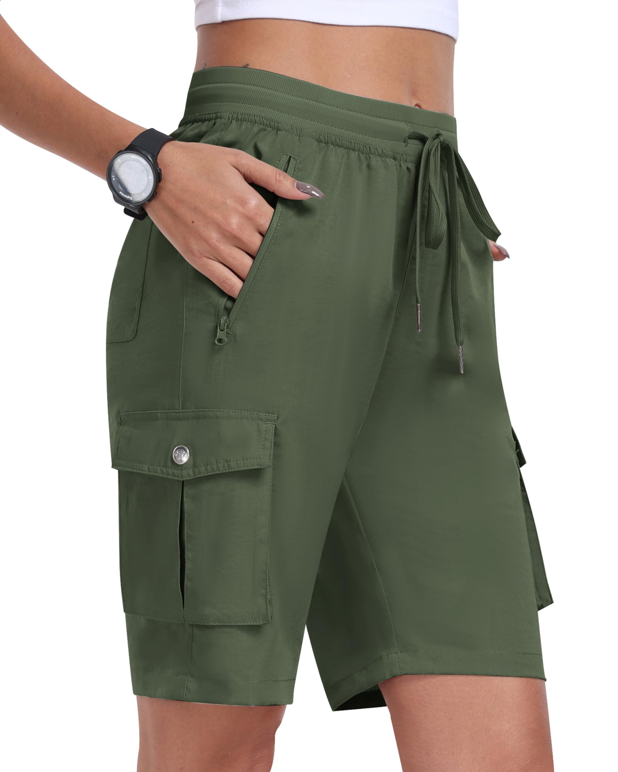MoFiz Pantaloncini Cargo Trekking Donna Bermuda Estivi Pantaloni Corti Vita Elastica Leggeri Pantaloncini da Escursionismo Sportivi Jogging Casual Esterno con 6 Tasche