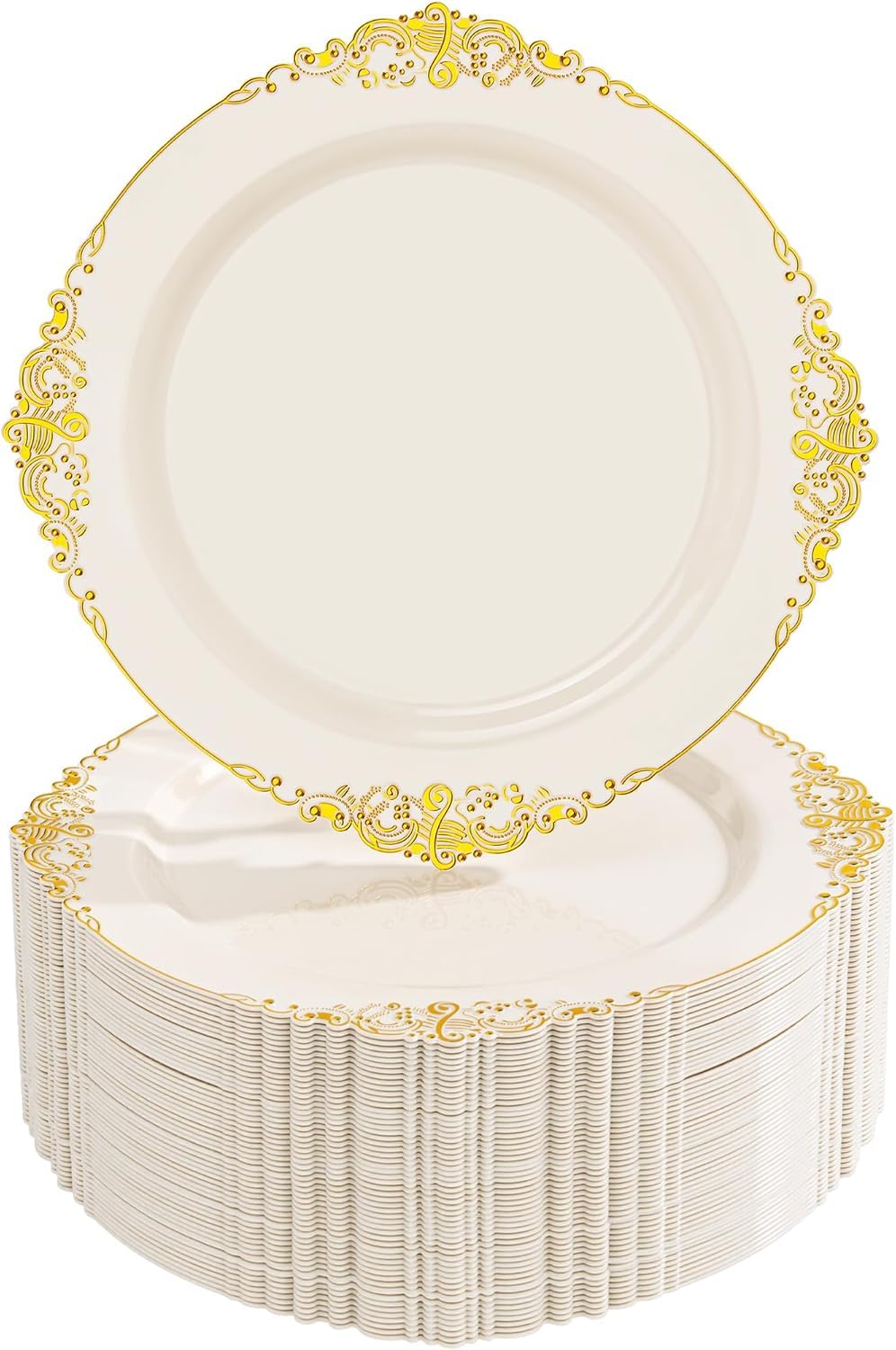 Gold Party Plates - 100 Pack, 10.25" -20