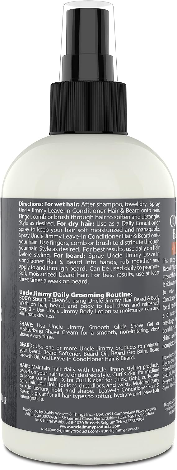 Uncle Jimmy Products Men's Hair & Beard Leave-in Conditioner - 8oz