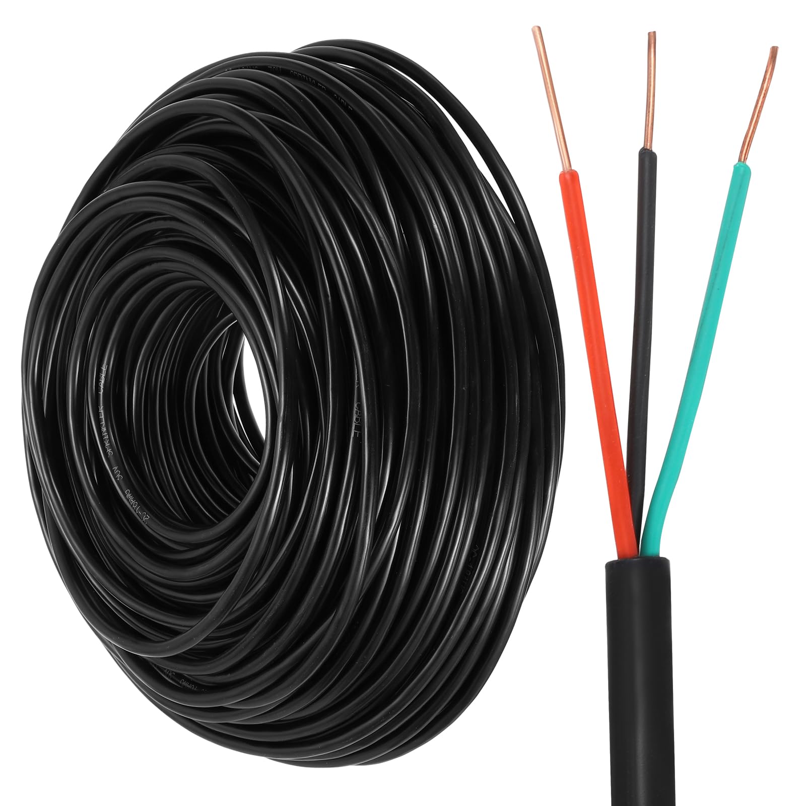 sourcing map 18/3 Sprinkler Wire, 120M/200ft 18 Gauge 3 Conductor Solid Irrigation Wire, PVC Jacket Sprinkler Cable for Underground Irrigation System, Field Central Control System, Thermostat