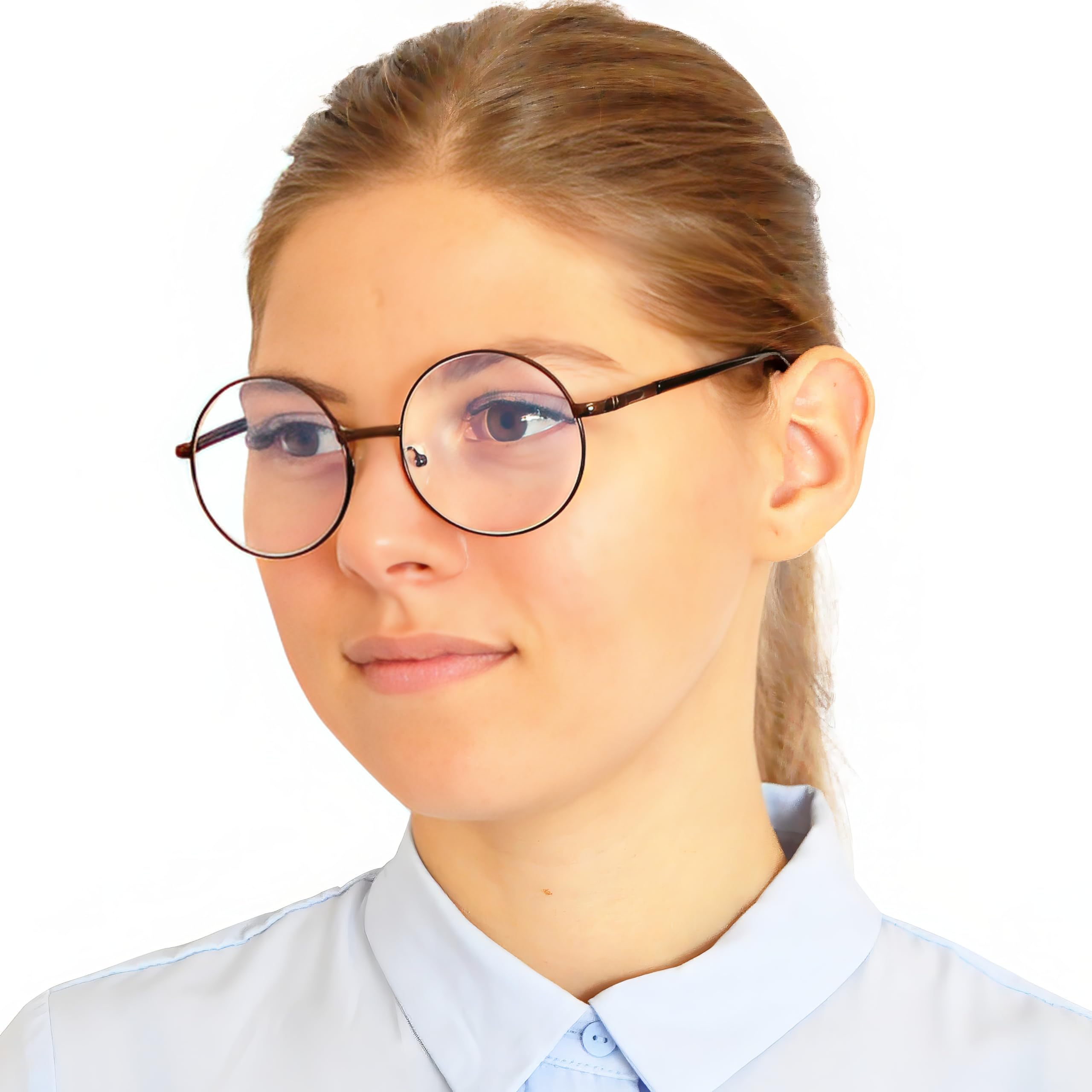 Hippie okrągłe okulary do czytania z dużymi szkłami, gratis etui na okulary, okulary antyniebieskie, styl lat 60., z metalu, pomoc w czytaniu dla kobiet
