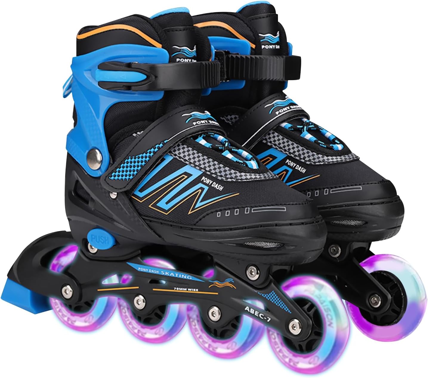 DAYONG Kids Roller Skates, 4 Adjustable Sizes Inline Skates with Full Light Up Flash, Rollerblades with High Elastic PU Wheel and Breathable Fabric, Suitable for Boys Girls Beginner.