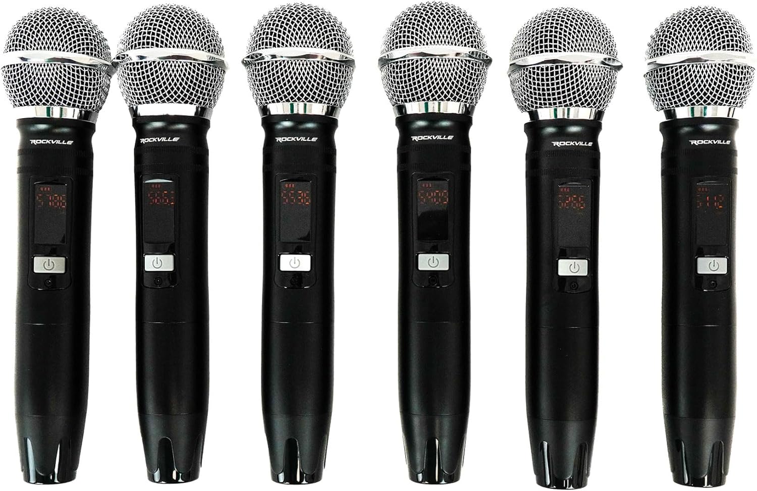 Rockville RWM-66 6-Mic Wireless UHF Microphone System, 48 Channels, Metal Build, Interference-Free, Long Range, Easy Setup, for Karaoke, Events, and Live Performances