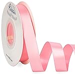 Ribbli Pink Satin Ribbon 5/8 inch x Continuous 25 Yards,Double Faced Satin Use for Craft, Gift Wrapping, Christmas Ornaments, Hair Bows, Bouquet Bows