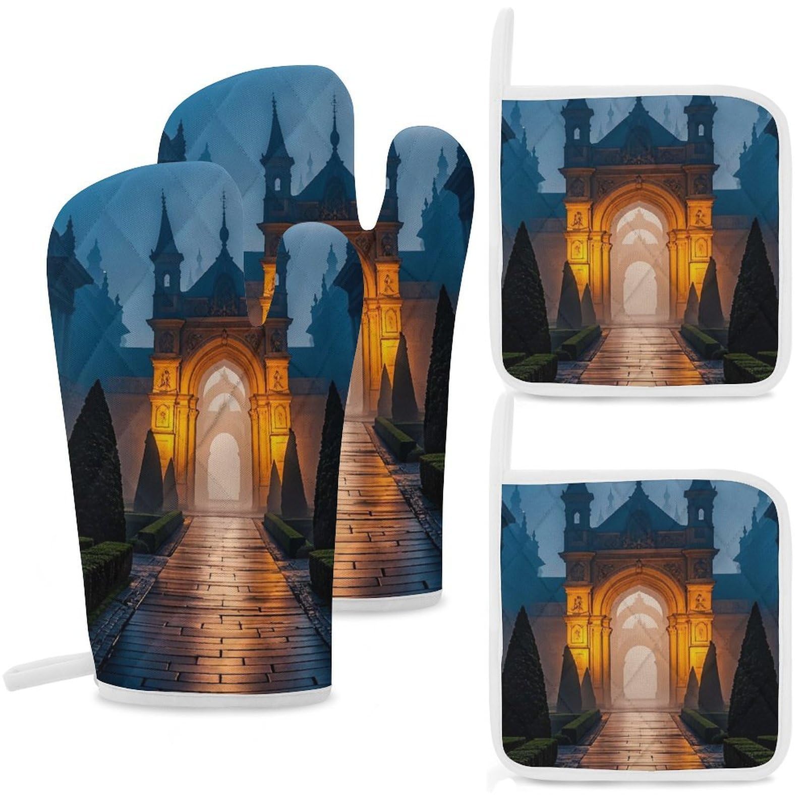 Lot de 4 maniques The Garden at Night idée cadeau idéale pour cuisinier et boulanger