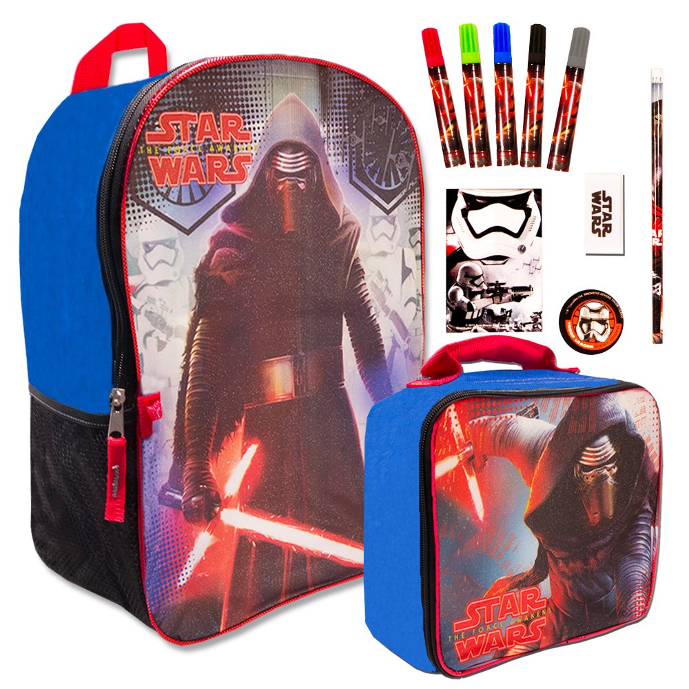 Star Wars Kylo Ren Backpack with Lunch Box and School Supplies (16", Kylo Ren)